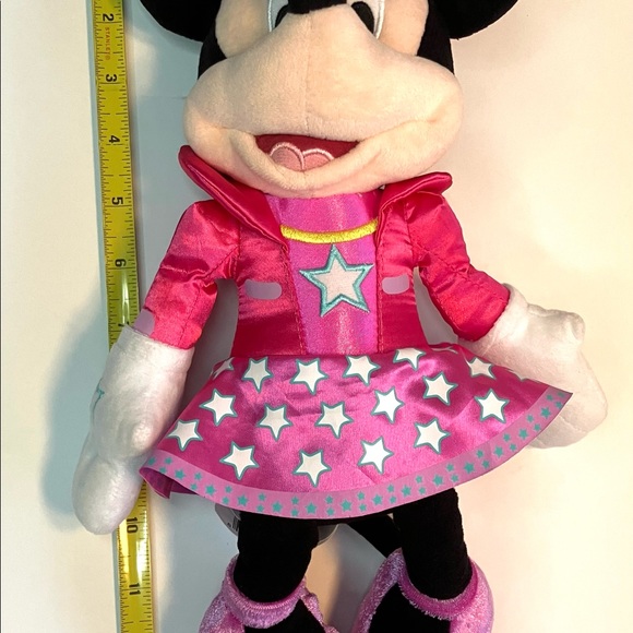 Disney Minnie Mouse Pop Star Pink with White Stars and Bow - Picture 8 of 8